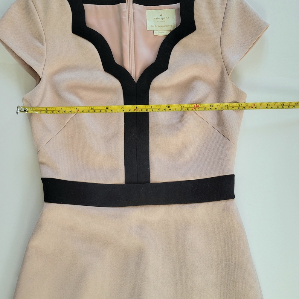 Kate Spade Scallop Trim Fit & Flare Dress Pink Black Feminine Cocktail XS - Picture 3 of 9